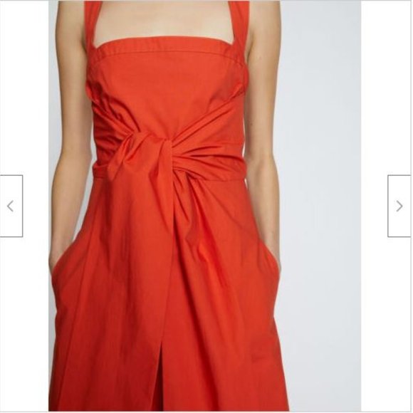 NWT Proenza Schouler Orange Cotton Poplin Apron Midi Dress 0 - Picture 2 of 11
